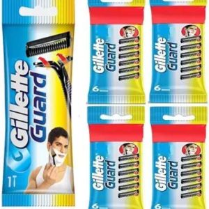 Gillette Guard Cartridge Single Blade With Razor (25Cartridge + 1 Razor Handle) Pack of 26 Items