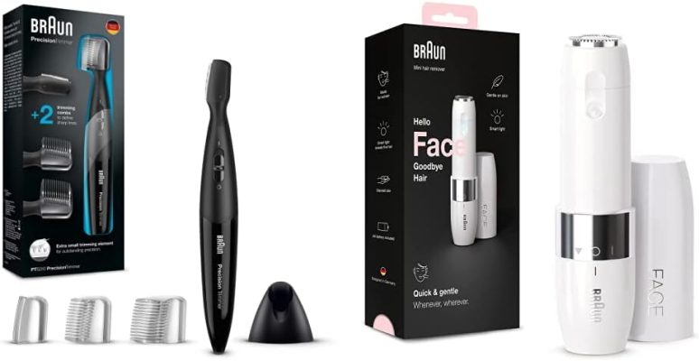 Braun Precision Beard Trimmer PT5010 Powered by Braun & Face Mini Hair Remover, Facial Hair Remover for Women Mini-Sized Design for Portability