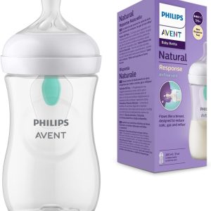Philips Avent Natural Response Baby Bottle – 260ml Baby Milk Bottle with AirFree Vent, BPA Free for Newborn Babies Aged 1 Months+ (Model SCY673/01)
