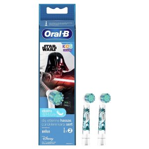 Oral B Kids Electric Rechargeable Toothbrush Heads Replacement Refills Featuring Star Wars Characters (Pack of 2)