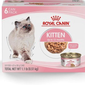 Royal Canin Feline Health Nutrition Kitten Thin Slices in Gravy Canned Cat Food, 3 oz can (6-pack)