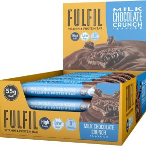 FULFIL Vitamin and Protein Bars (15 x 55 g Bars), Milk Chocolate Crunch Flavour, 20 g High Protein, 9 Vitamins, Low Sugar