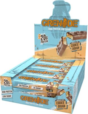 Grenade High Protein, Low Sugar Bar – Chocolate Chip Cookie Dough, 12 x 60 g