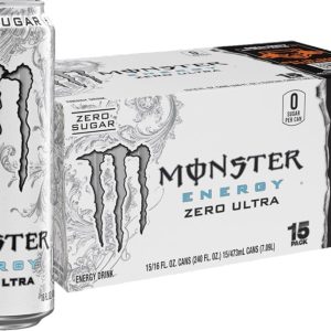Monster Energy Zero Ultra, Sugar Free Energy Drink, 16 Ounce (Pack of 15)