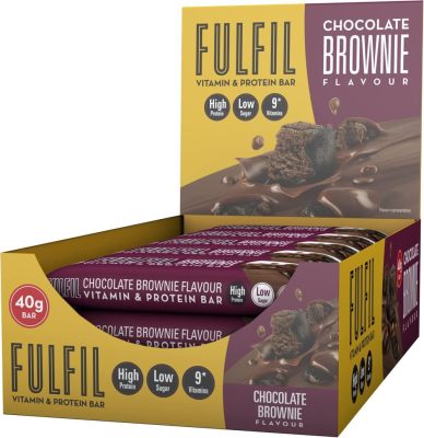 Fulfil Vitamin and Protein Bars (15 x 40g Bars) – Chocolate Brownie Flavour – 15g High Protein, 9 Vitamins, Low Sugar