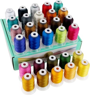 New brothread 30 Colors Polyester Embroidery Machine Thread Kit 500M (550Y) Each Spool – Colors Compatible with Janome and Robison-Anton Colors – Assortment 3