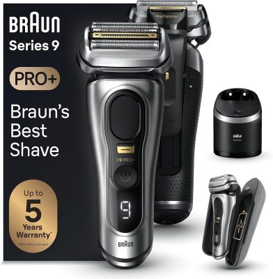 Braun Series 9 Electric Shaver for Men, 4+1 ProHead with ProLift Precision Trimmer, Wet & Dry Electric Razor for Men, Charging PowerCase