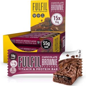 FULFIL Vitamin and Protein Bars (15 x 55 g Bars), Chocolate Brownie Flavour, 20 g High Protein, 9 Vitamins, Low Sugar
