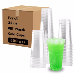 Karat [300 ct] – 32oz Clear Plastic Cups, PET Cups (107mm), C-KC32