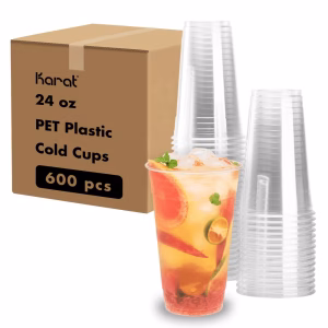 [600 ct] Karat 24 Oz Clear Plastic Cold Cups, PET