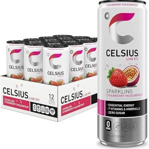 CELSIUS Sparkling Strawberry Passionfruit, Functional Energy Drink 12 Fl Oz (Pack of 12)