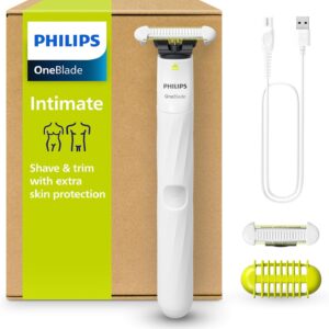 Philips OneBlade Intimate - Electric Intimate Shaver and Intimate Trimmer for Women and Men, with Extra Skin Protection, 2 x SkinProtect Blades, 1 x 3 mm...