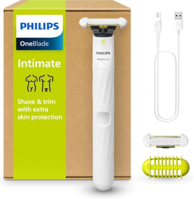 Philips OneBlade Intimate – Electric Intimate Shaver and Intimate Trimmer for Women and Men, with Extra Skin Protection, 2 x SkinProtect Blades, 1 x 3 mm…
