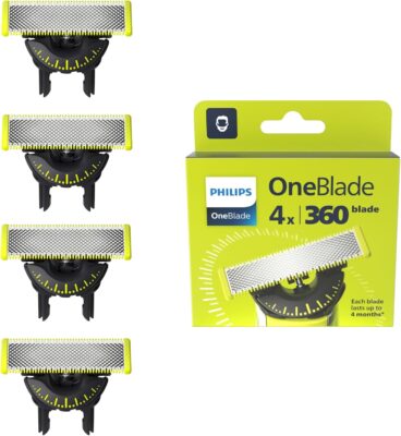 Philips OneBlade Original 360 Blades Fits All OneBlade and OneBlade Pro Models Genuine Philips 4 Pack (Model QP440/50)