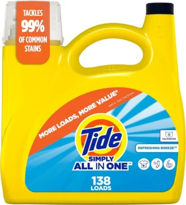Tide Simply liquid laundry detergent, refreshing breeze scent, 138 loads