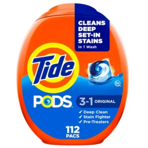 Tide PODS Laundry Detergent Packs, 3-in-1 Stain Remover, 112 Count, HE Compatible